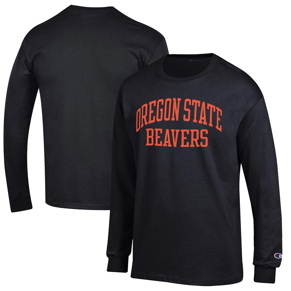 Men's Champion Black Oregon State Beavers Jersey Long Sleeve T-Shirt