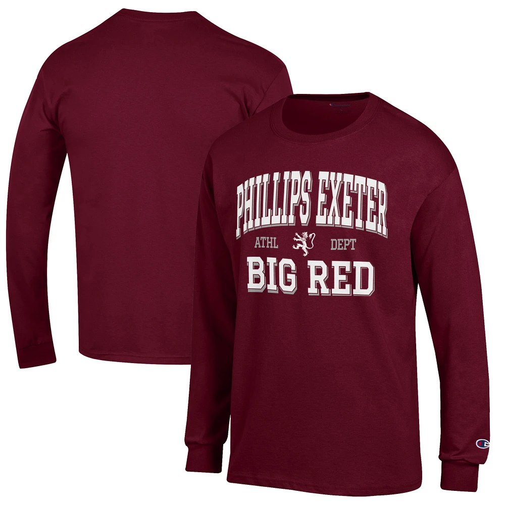 Men's Champion Maroon Phillips Exeter Academy Big Red Jersey Est. Date Long Sleeve T-Shirt