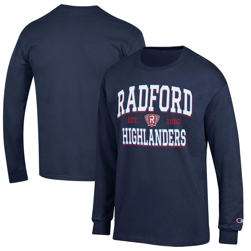 Men's Champion Navy Radford Highlanders Jersey Est. Date Long Sleeve T-Shirt