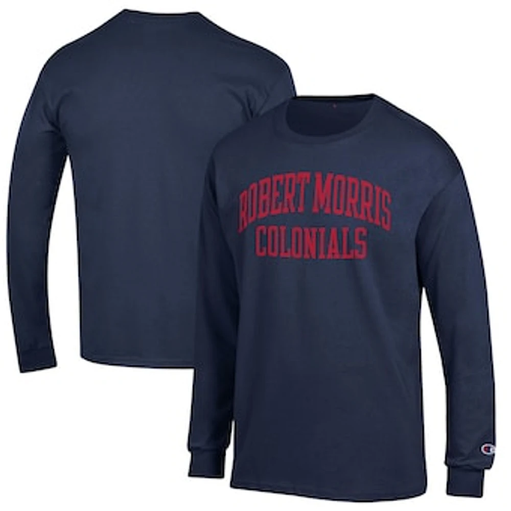 Men's Champion Navy Robert Morris Colonials Jersey Long Sleeve T-Shirt