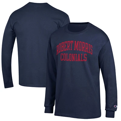 Men's Champion Navy Robert Morris Colonials Jersey Long Sleeve T-Shirt