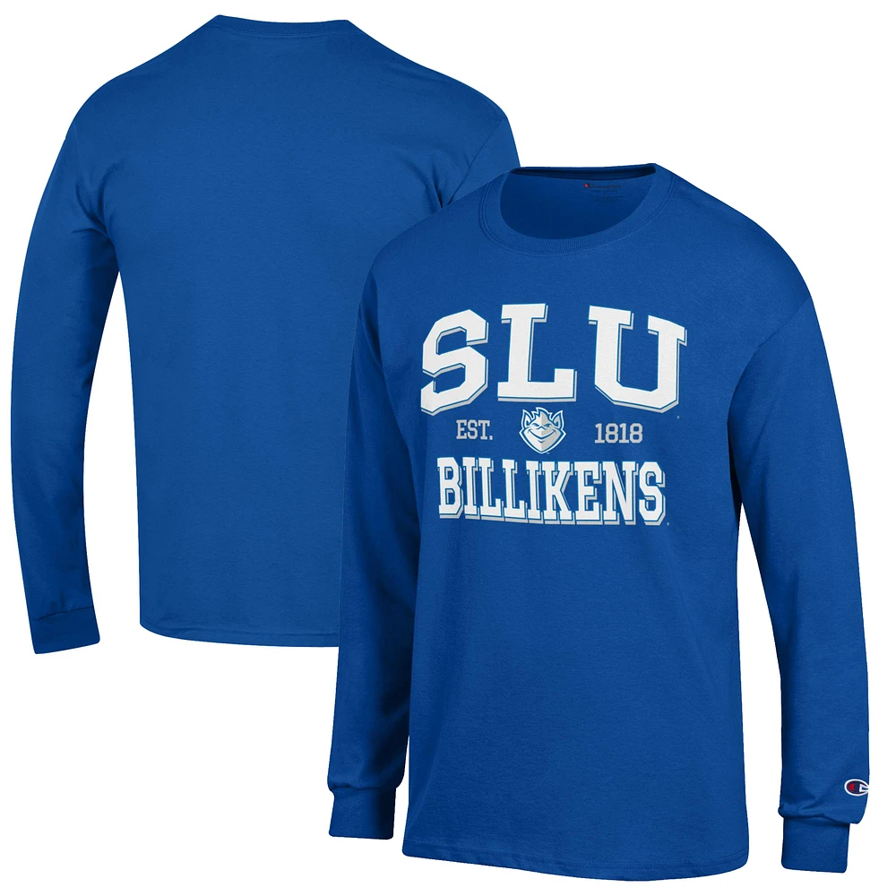 Men's Champion Blue Saint Louis Billikens Jersey Est. Date Long Sleeve T-Shirt