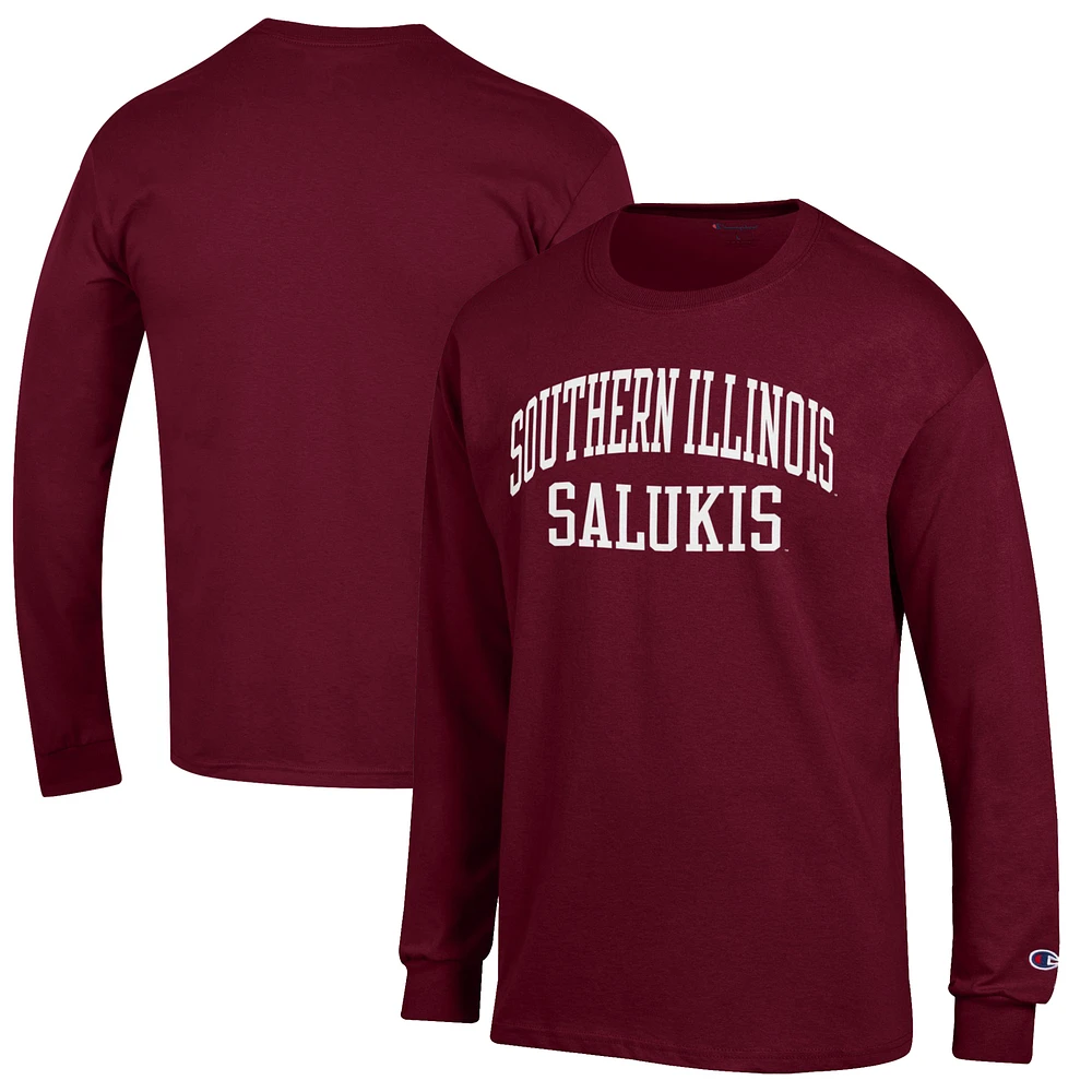 Men's Champion Maroon Southern Illinois Salukis Jersey Long Sleeve T-Shirt