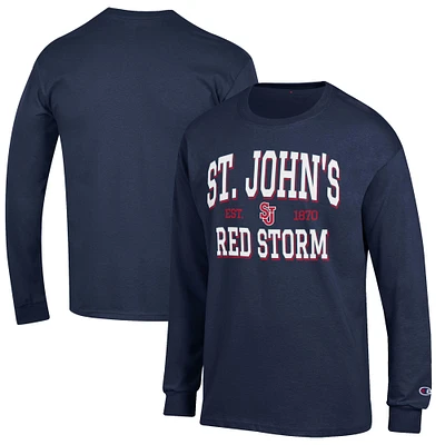 Men's Champion Navy St. John's Red Storm Jersey Est. Date Long Sleeve T-Shirt