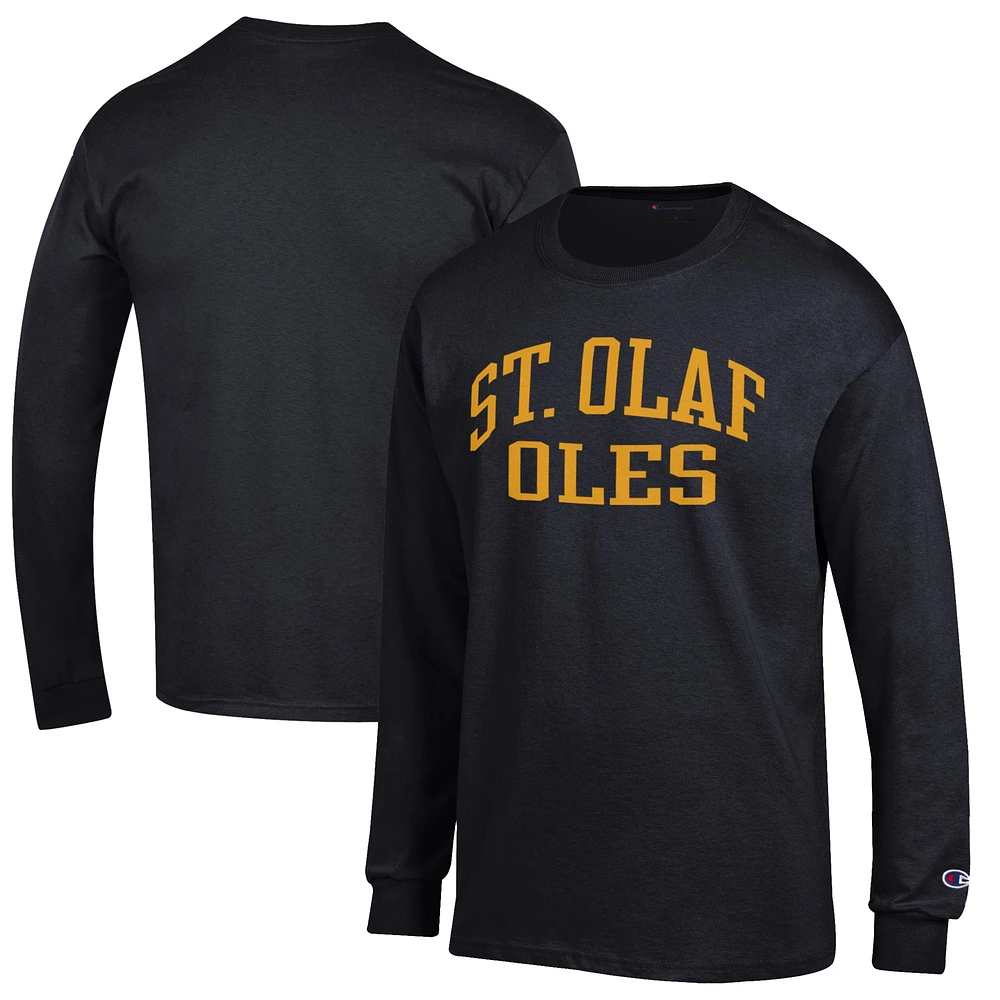 Men's Champion Black St. Olaf Oles Jersey Long Sleeve T-Shirt