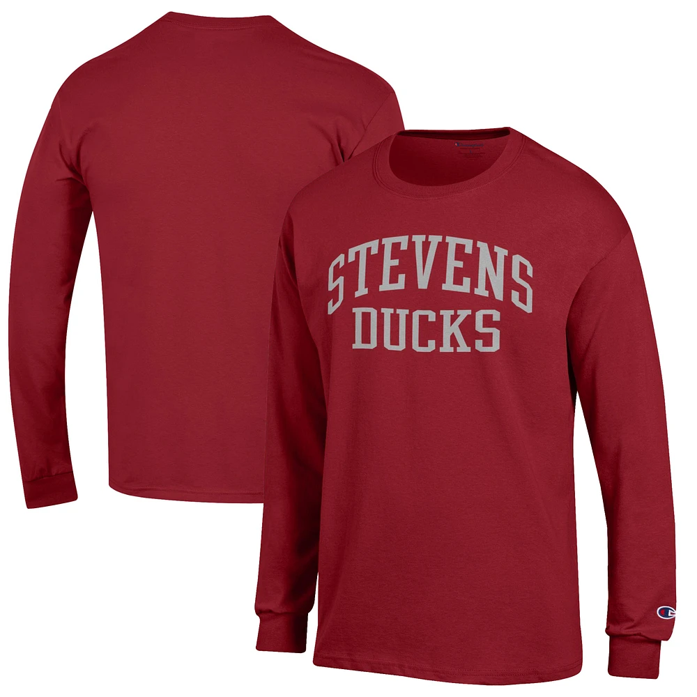 Men's Champion Red Stevens Institute of Technology Ducks Jersey Long Sleeve T-Shirt