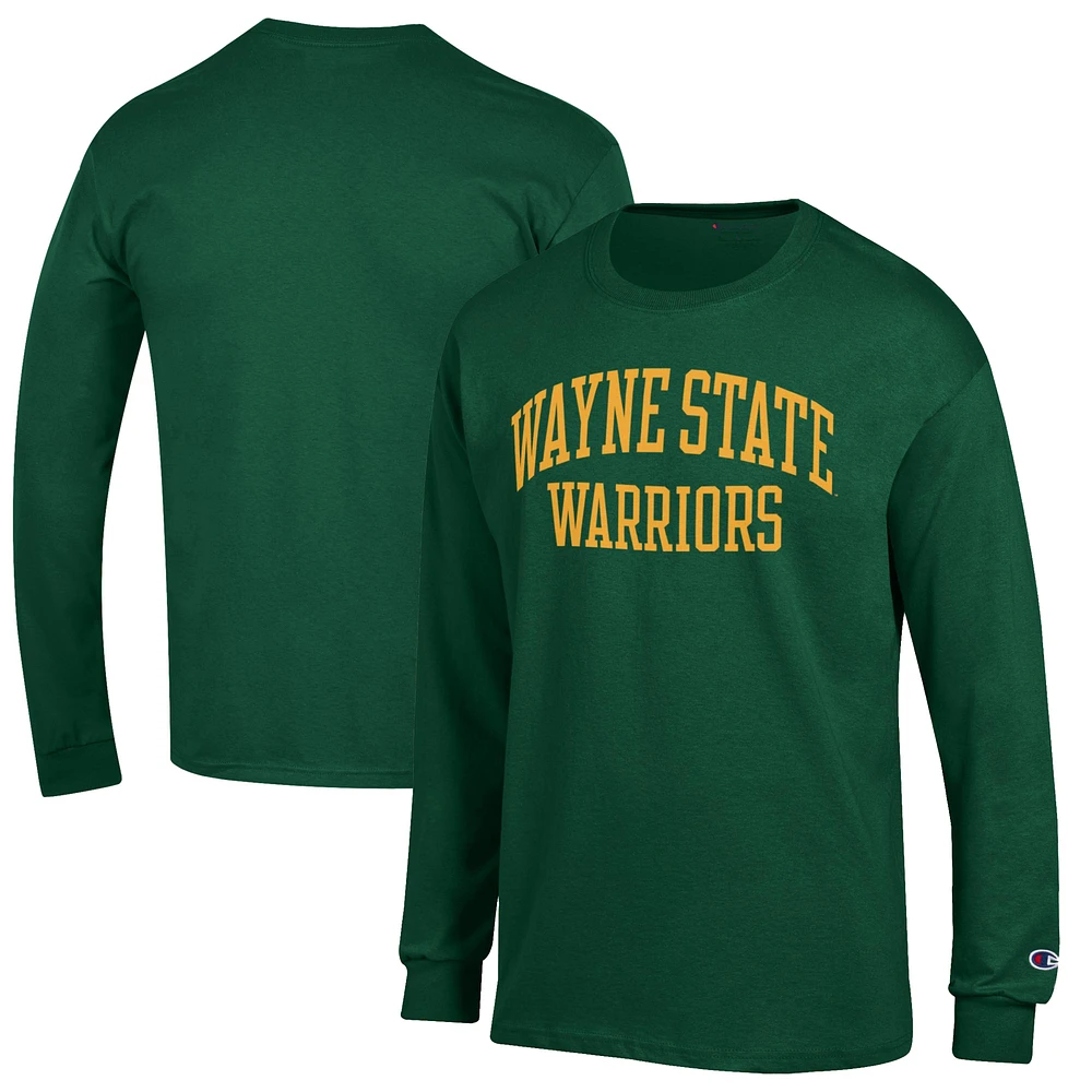 Men's Champion Green Wayne State Warriors Jersey Long Sleeve T-Shirt