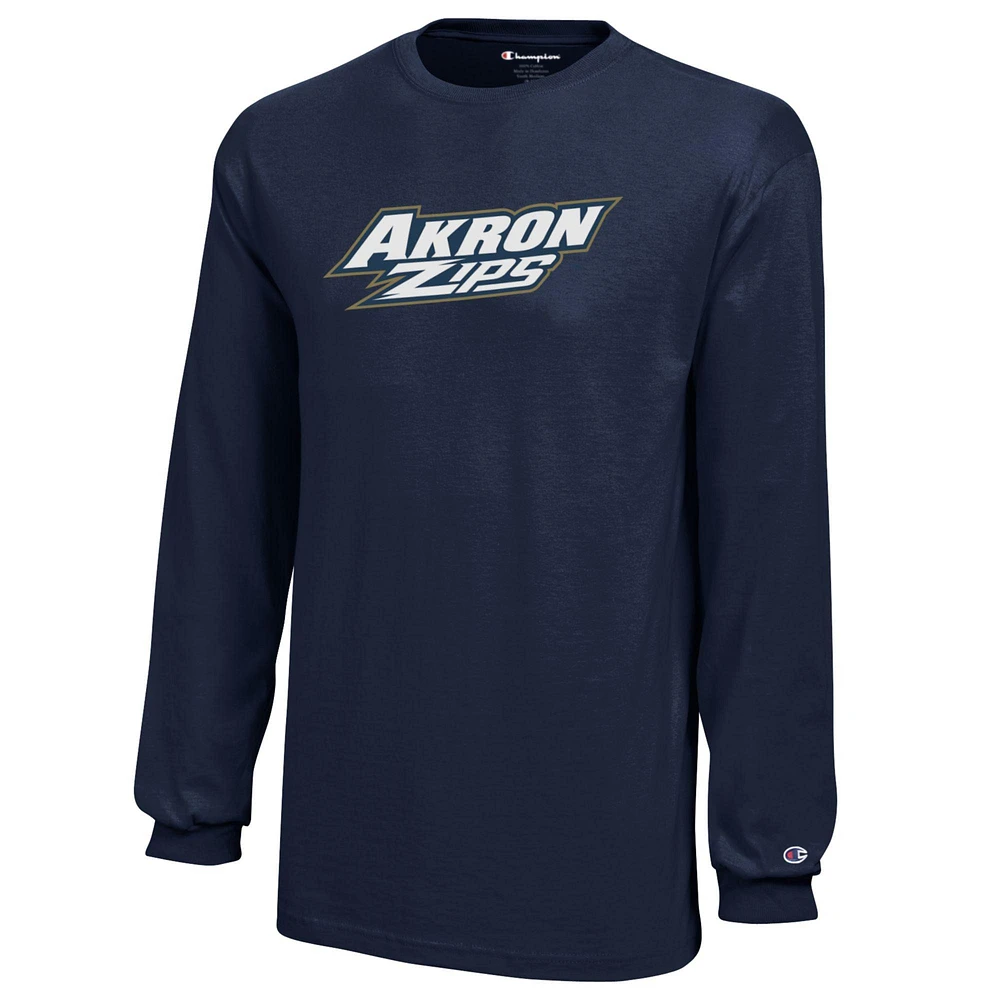 Youth Champion Navy Akron Zips Jersey Long Sleeve T-Shirt
