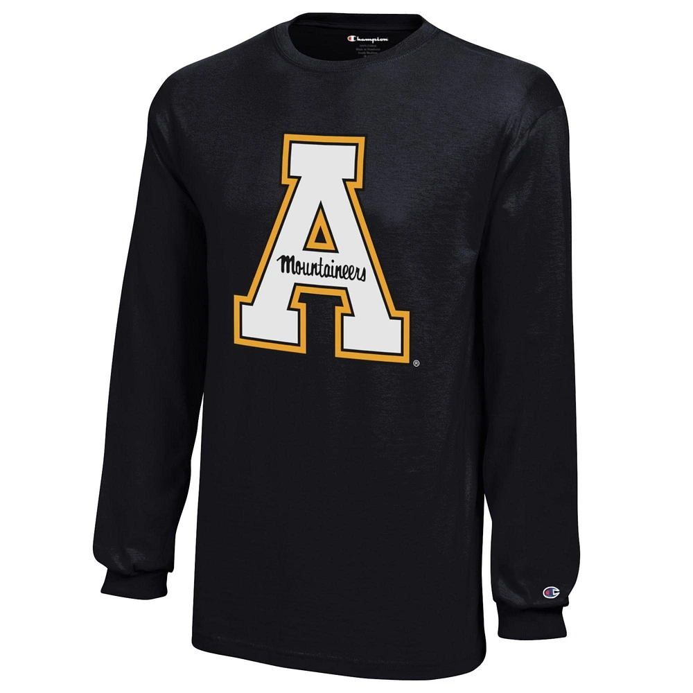 Youth Champion Black Appalachian State Mountaineers Jersey Long Sleeve T-Shirt