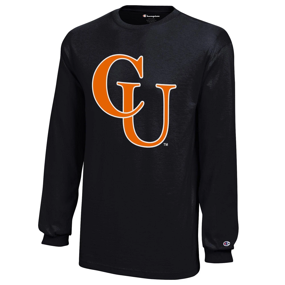 Youth Champion Black Campbell Fighting Camels Jersey Long Sleeve T-Shirt