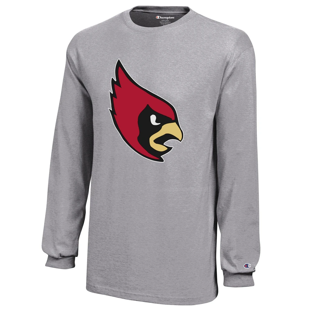Youth Champion Gray Catholic University Cardinals Jersey Long Sleeve T-Shirt