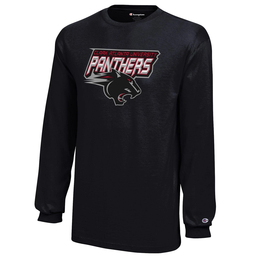 Youth Champion Black Clark Atlanta University Panthers Jersey Long Sleeve T-Shirt
