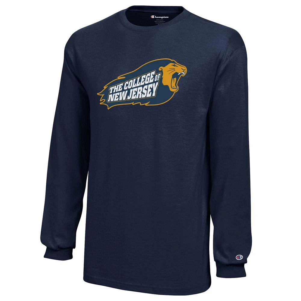 Youth Champion Navy College of New Jersey Lions Long Sleeve T-Shirt