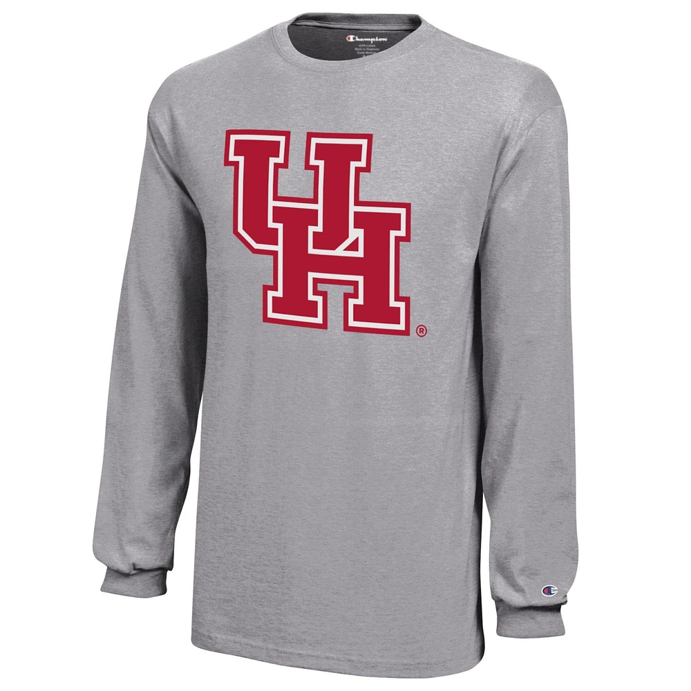 Youth Champion Gray Houston Cougars Jersey Long Sleeve T-Shirt