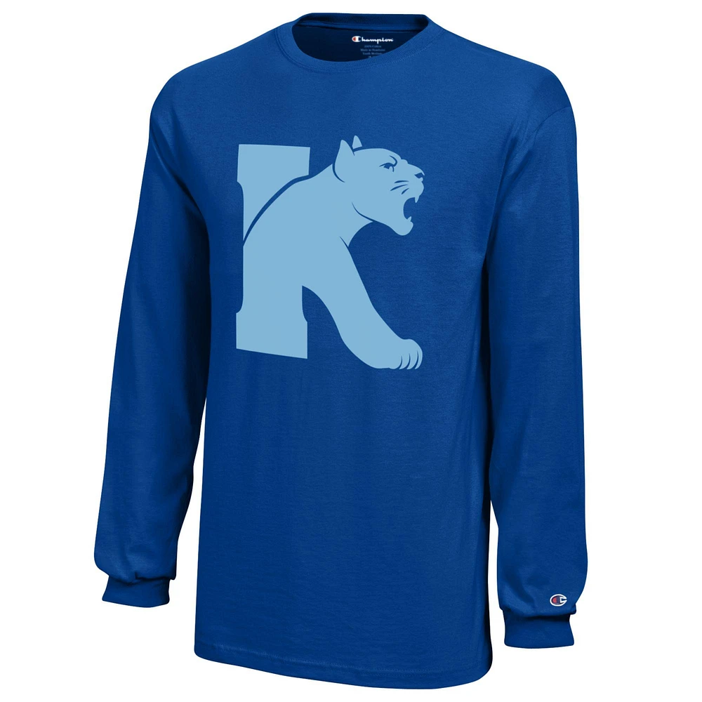 Youth Champion Blue Kean University Cougars Jersey Long Sleeve T-Shirt
