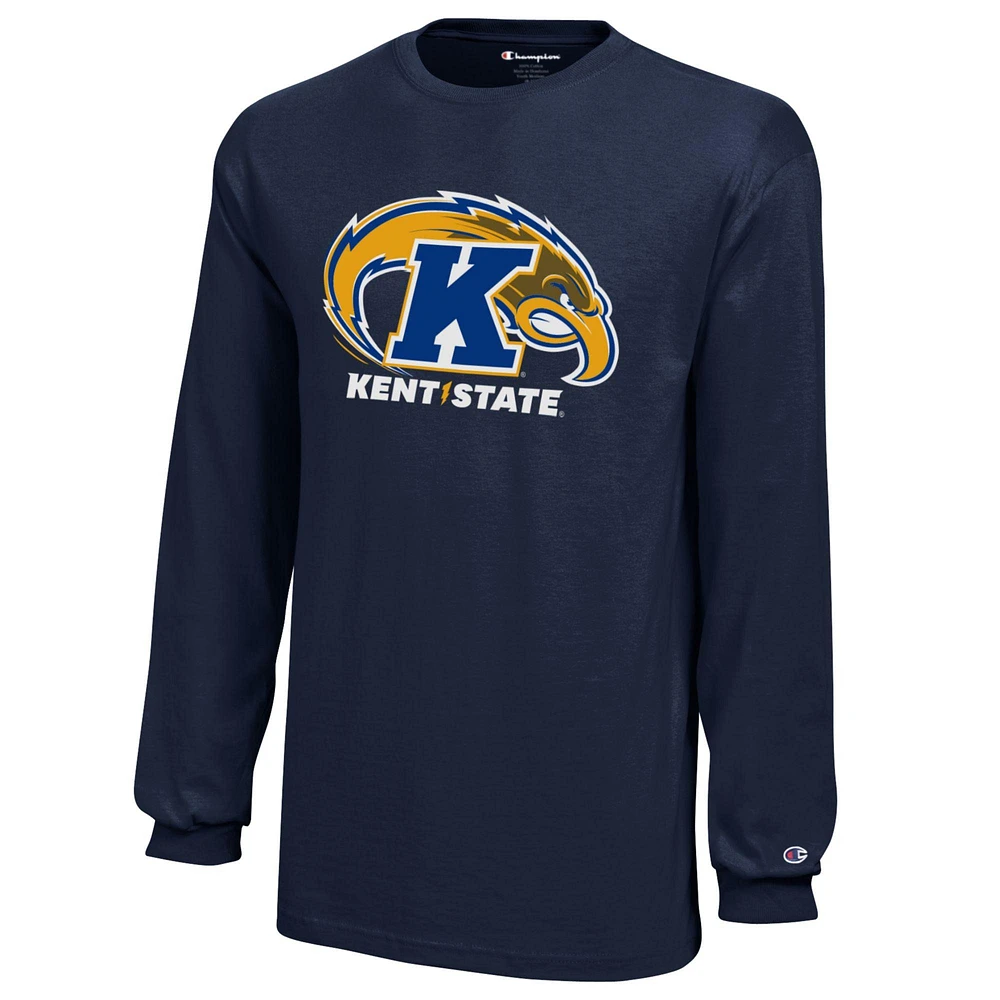 Youth Champion Navy Kent State Golden Flashes Jersey Long Sleeve T-Shirt