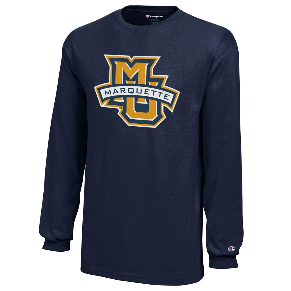 Youth Champion Navy Marquette Golden Eagles Jersey Long Sleeve T-Shirt