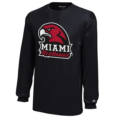 Youth Champion Black Miami University RedHawks Jersey Long Sleeve T-Shirt