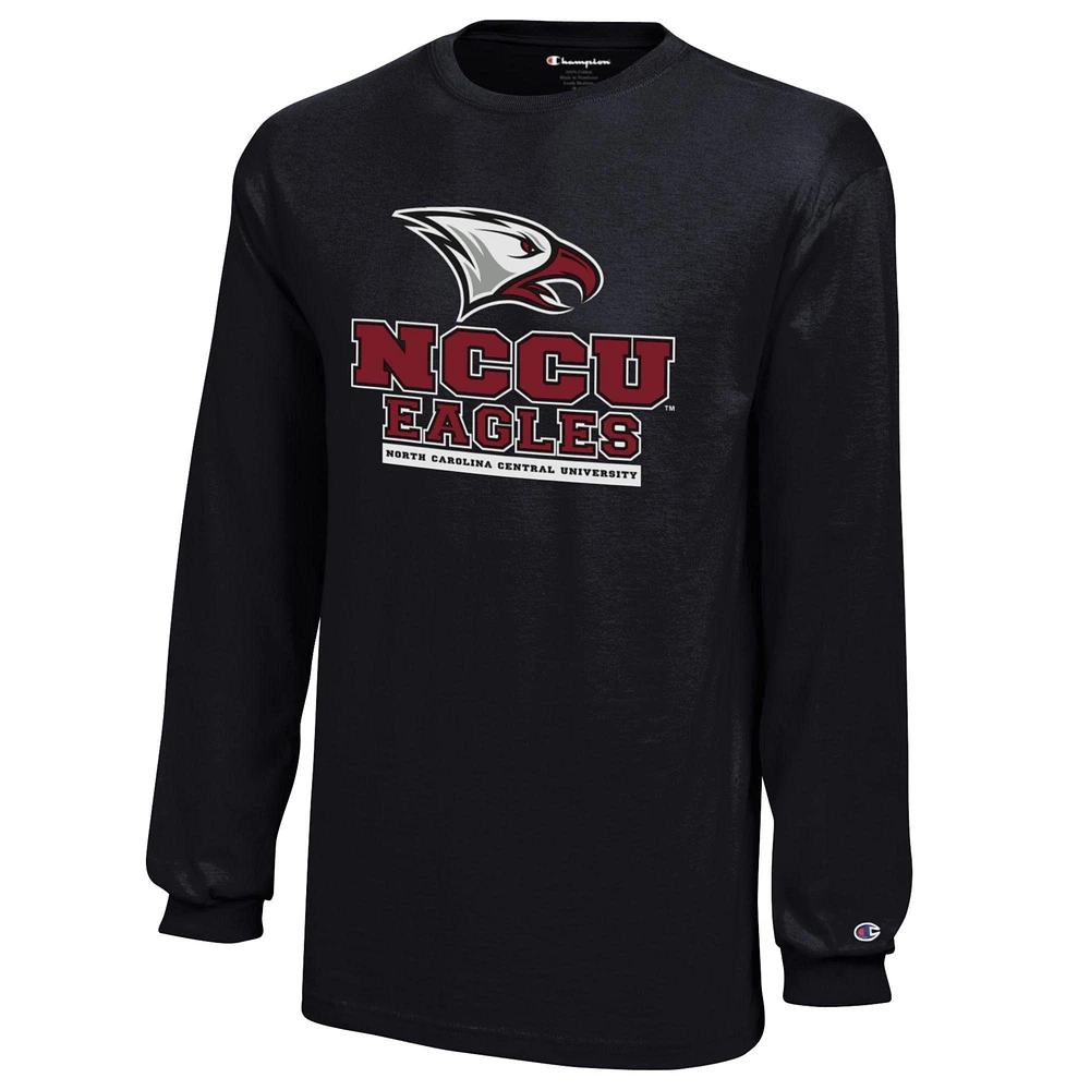 Youth Champion Black North Carolina Central Eagles Jersey Long Sleeve T-Shirt