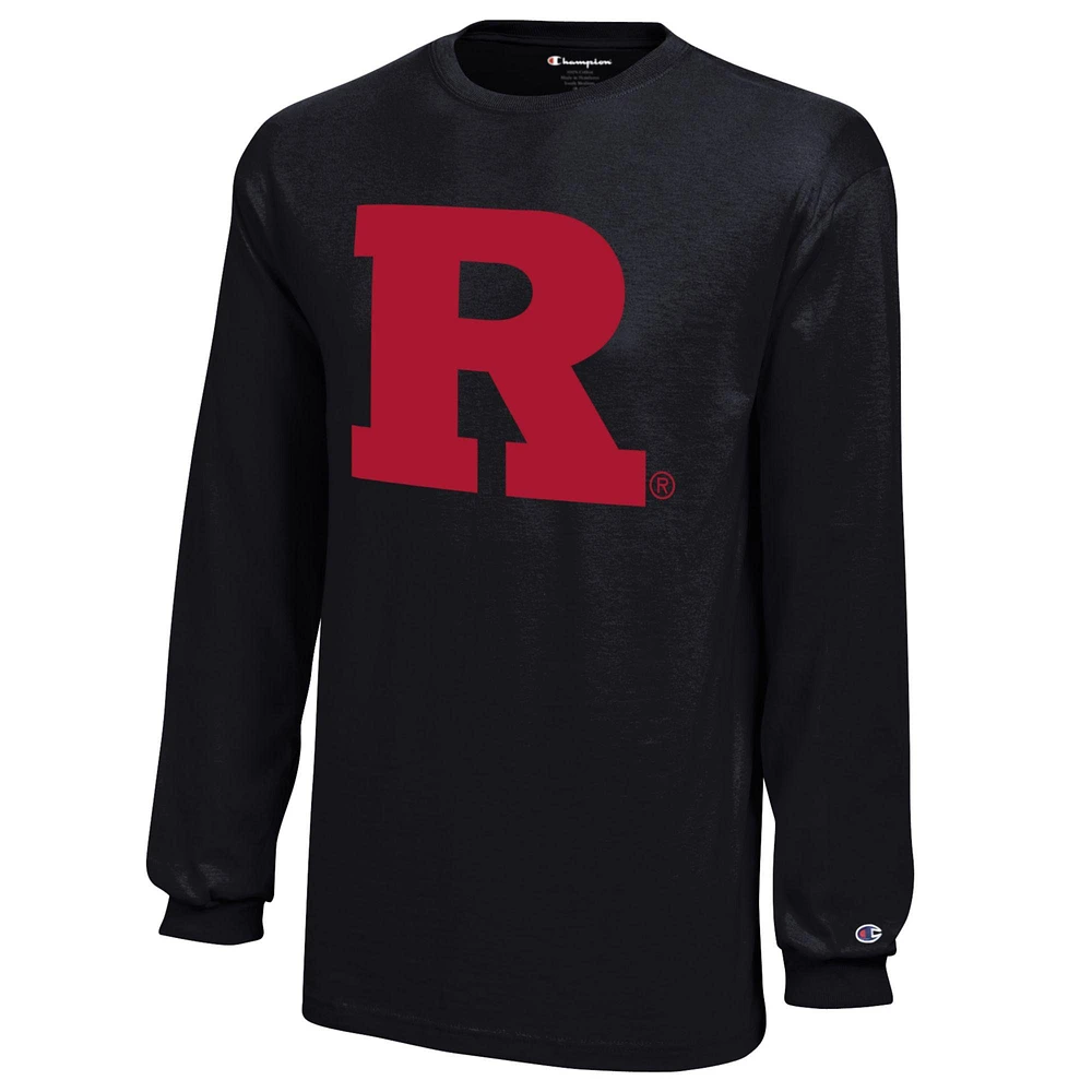 Youth Champion Black Rutgers Scarlet Knights Jersey Long Sleeve T-Shirt
