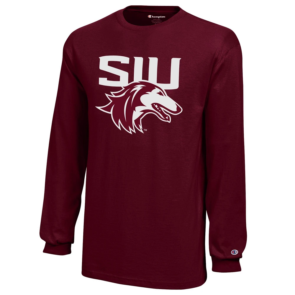 Youth Champion Maroon Southern Illinois Salukis Jersey Long Sleeve T-Shirt
