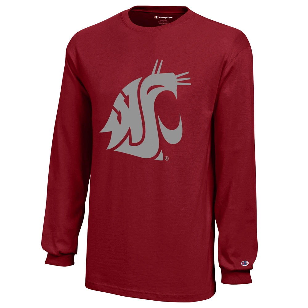 Youth Champion Crimson Washington State Cougars Jersey Long Sleeve T-Shirt