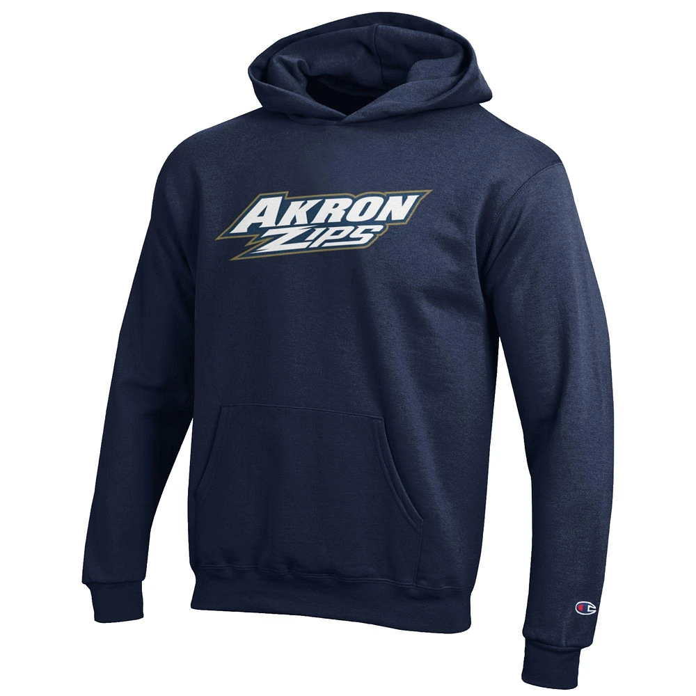 Youth Champion Navy Akron Zips Eco Powerblend Pullover Hoodie