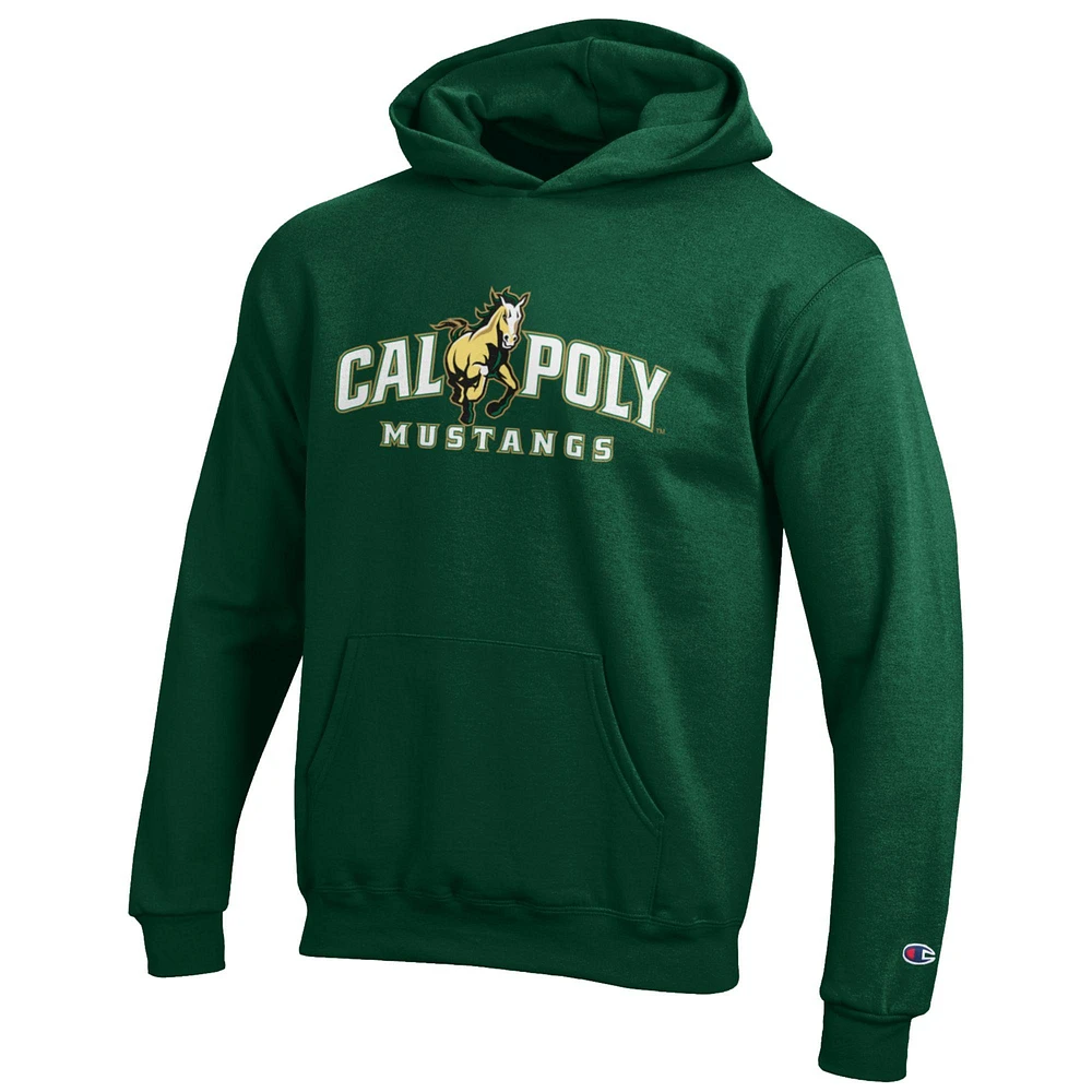 Youth Champion Forest Green Cal Poly Mustangs Eco Powerblend Pullover Hoodie