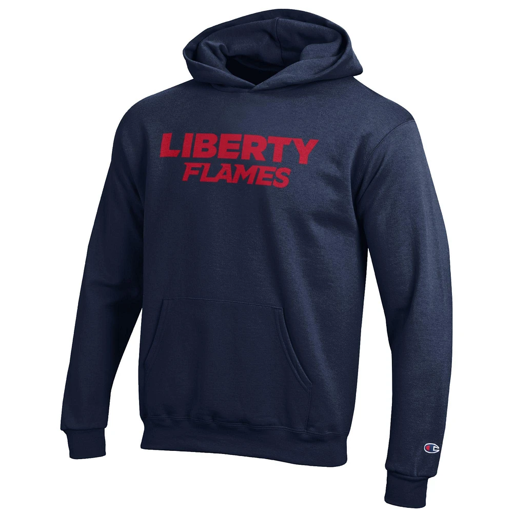 Youth Champion Navy Liberty Flames Eco Powerblend Pullover Hoodie
