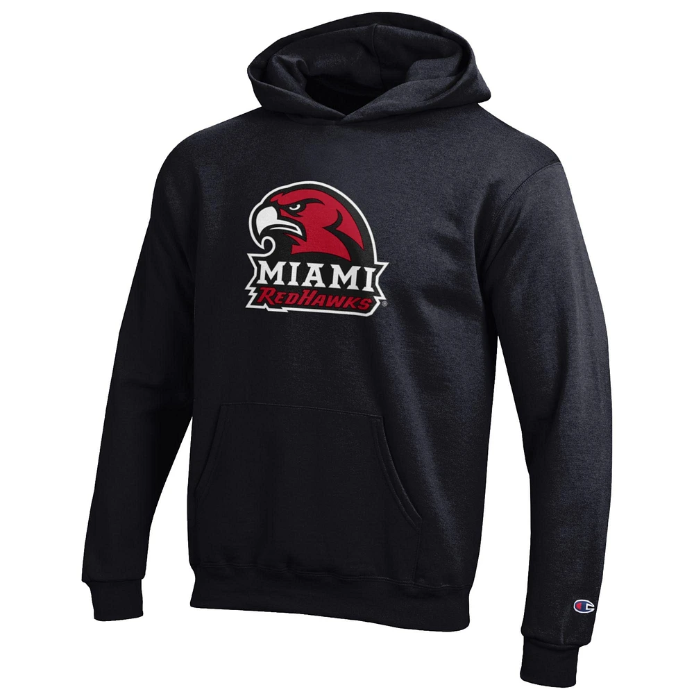 Youth Champion Black Miami University RedHawks Eco Powerblend Pullover Hoodie