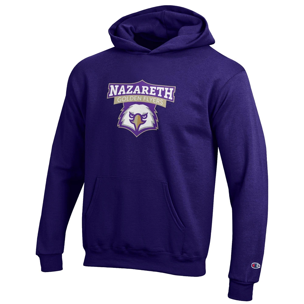 Youth Champion Purple Nazareth College Golden Flyers Eco Powerblend Pullover Hoodie