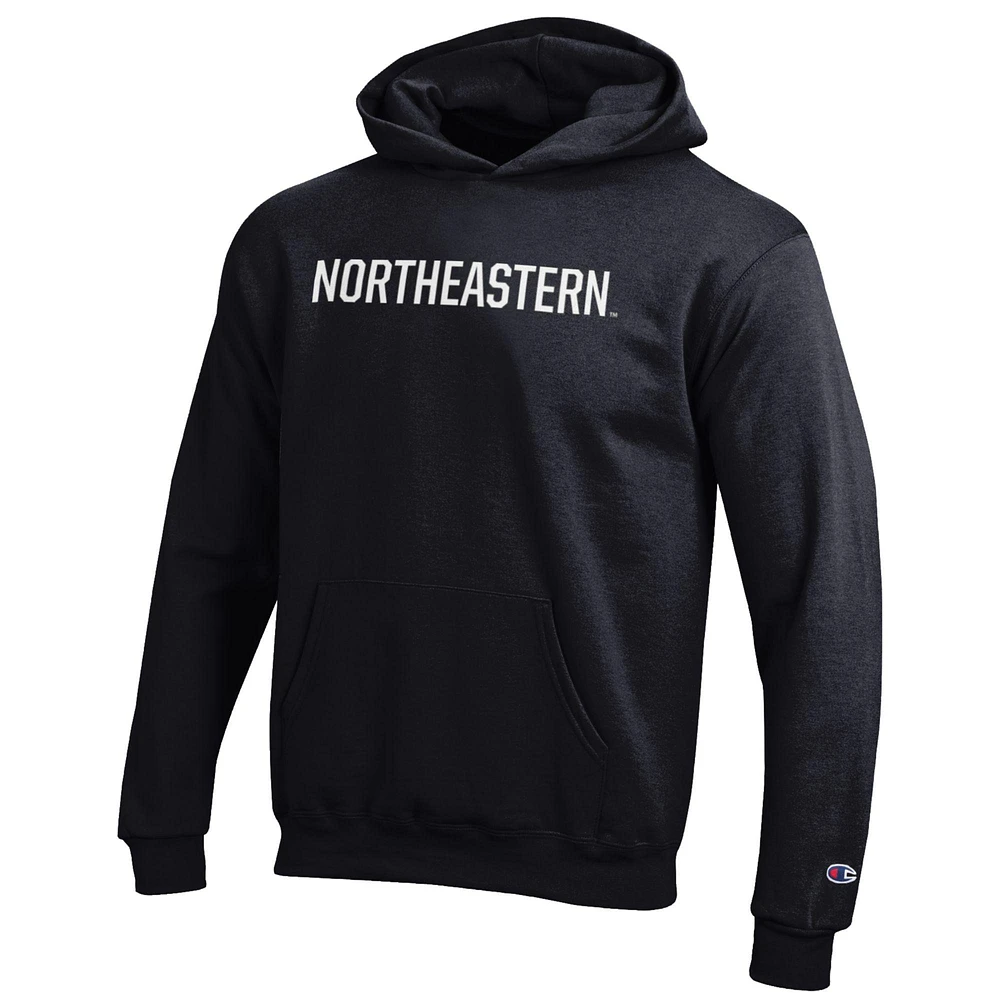 Youth Champion Black Northeastern Huskies Eco Powerblend Pullover Hoodie