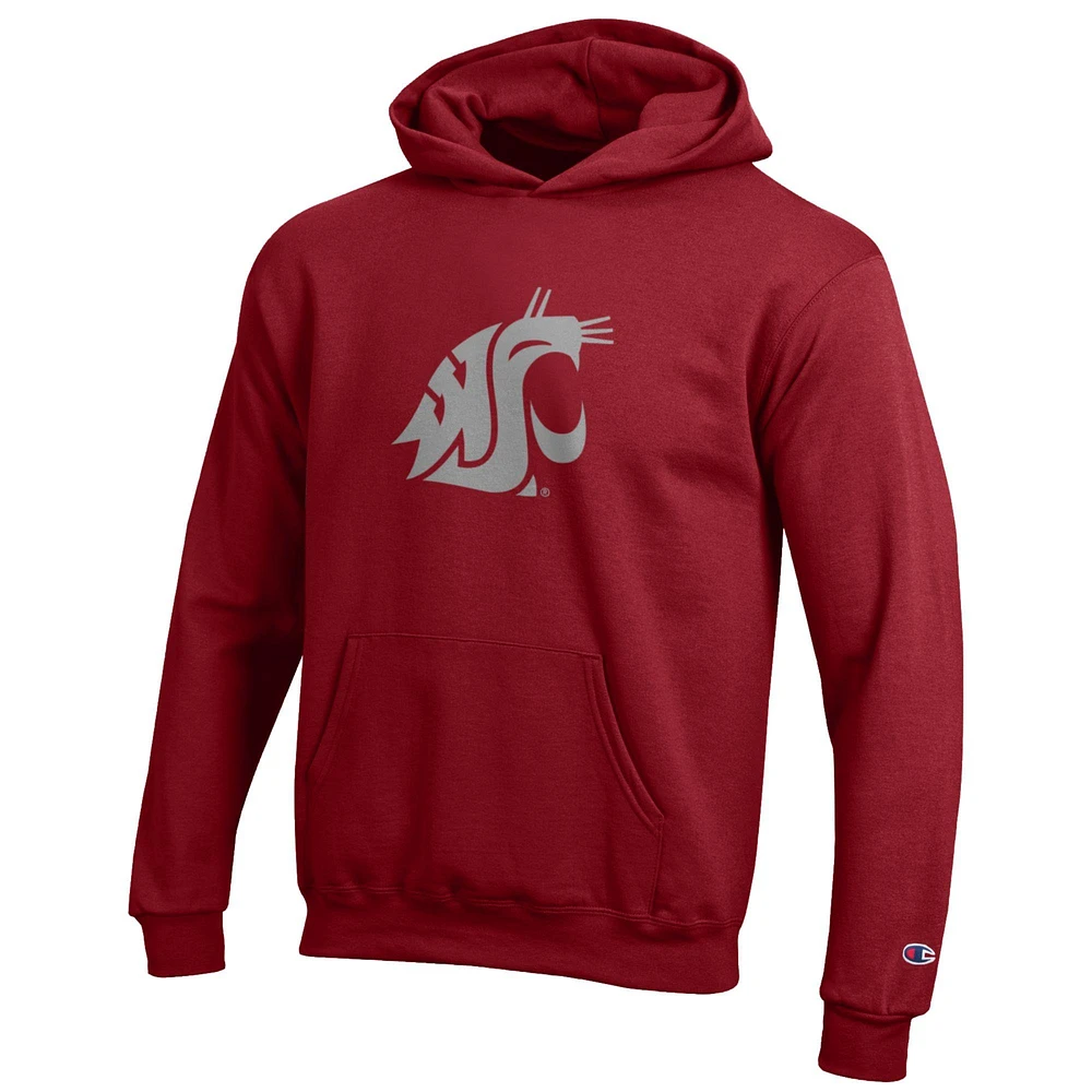 Youth Champion Crimson Washington State Cougars Eco Powerblend Pullover Hoodie