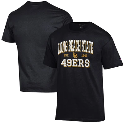 Men's Champion Black Cal State Long Beach The Est. Date Jersey T-Shirt