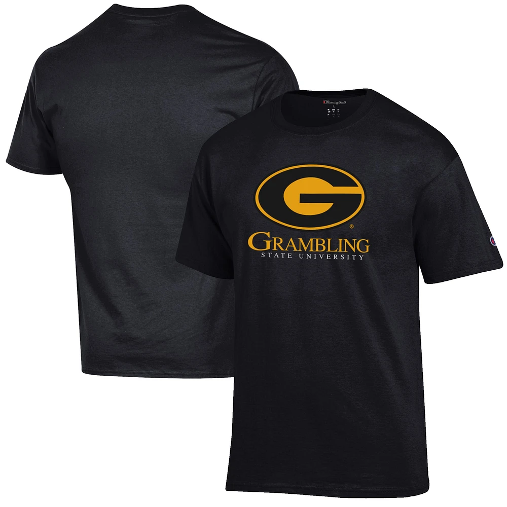 Men's Champion Black Grambling Tigers Primary Jersey T-Shirt
