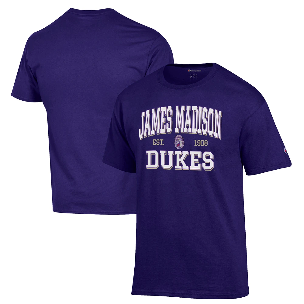 Men's Champion Purple James Madison Dukes Est. Date Jersey T-Shirt