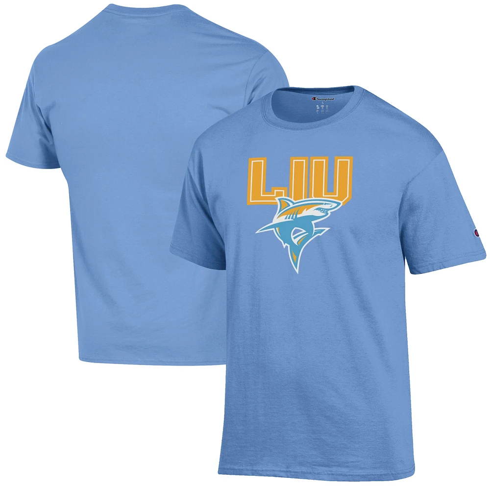 Men's Champion Light Blue LIU Sharks Primary Jersey T-Shirt