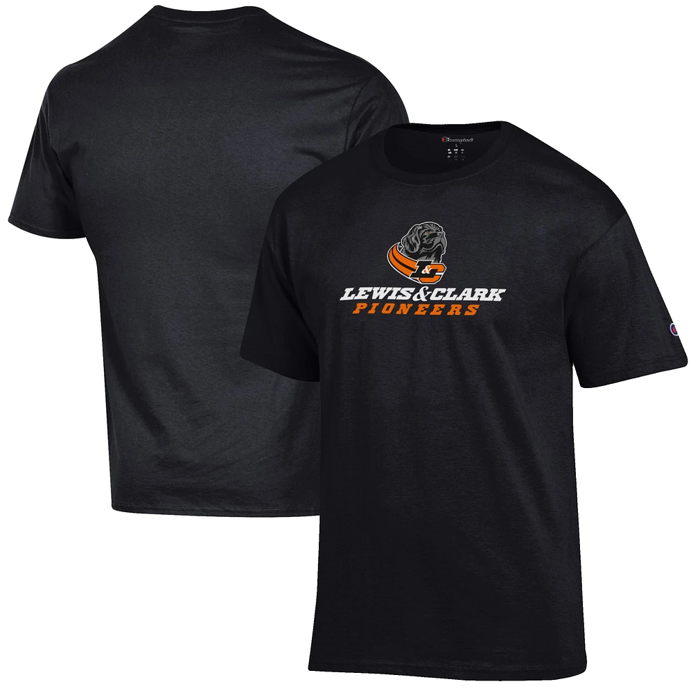 Men's Champion Black Lewis & Clark College Pioneers Primary Jersey T-Shirt