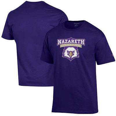 Men's Champion Purple Nazareth College Golden Flyers Primary Jersey T-Shirt