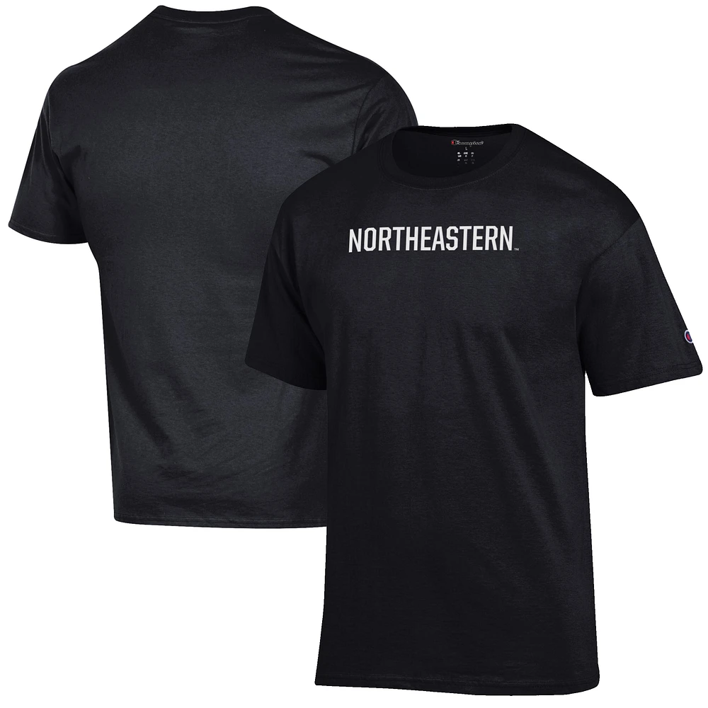 Men's Champion Black Northeastern Huskies Primary Jersey T-Shirt