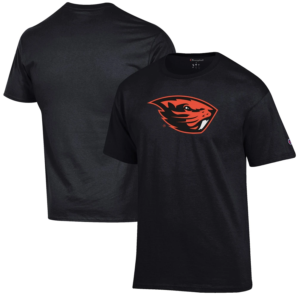Men's Champion Black Oregon State Beavers Primary Jersey T-Shirt