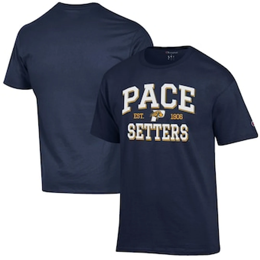 Men's Champion Navy Pace University Setters Est. Date Jersey T-Shirt