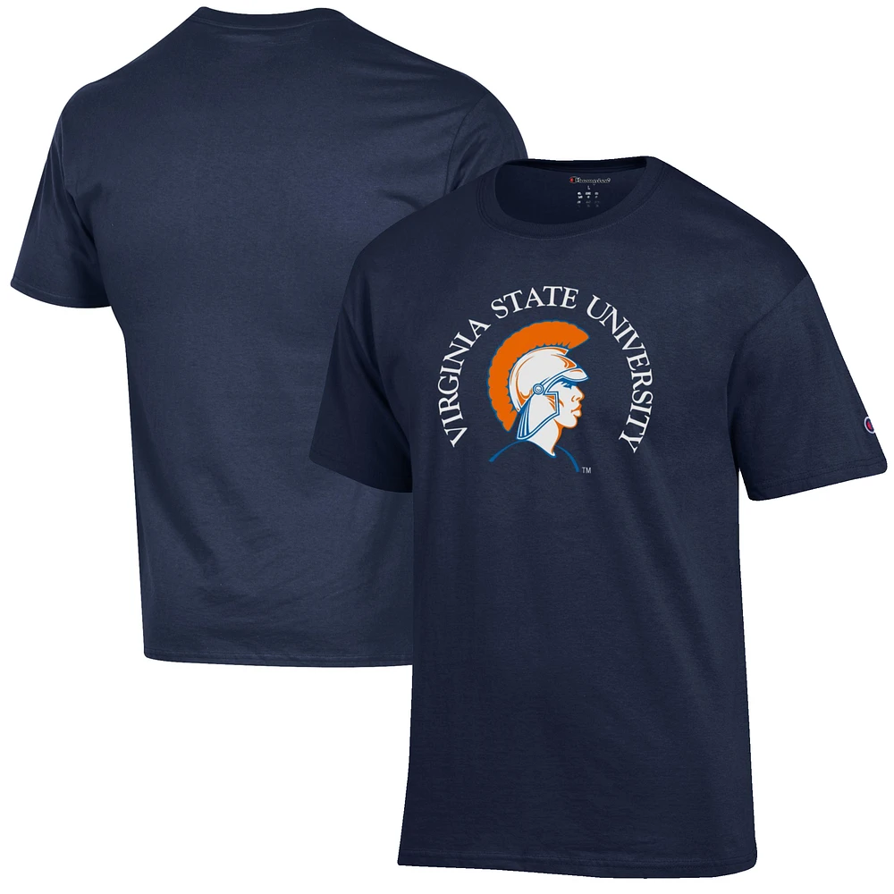 Men's Champion Navy Virginia State Trojans Primary Jersey T-Shirt