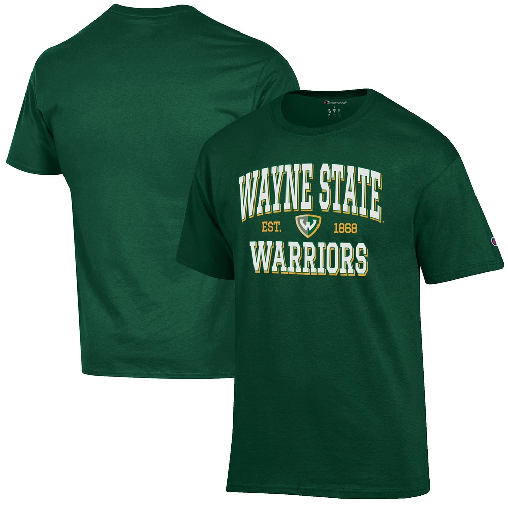 Men's Champion Green Wayne State Warriors Est. Date Jersey T-Shirt