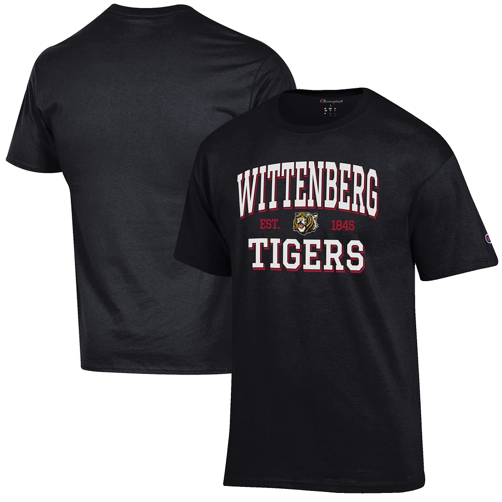 Men's Champion Black Wittenberg University Tigers Est. Date Jersey T-Shirt