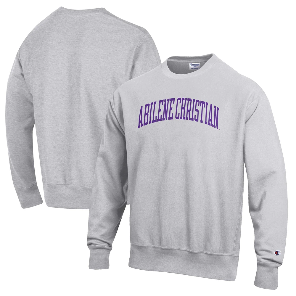 Men's Champion Heathered Gray Abilene Christian University Wildcats Reverse Weave Fleece Crewneck Sweatshirt