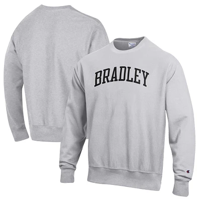 Men's Champion Heathered Gray Bradley Braves Reverse Weave Fleece Crewneck Sweatshirt