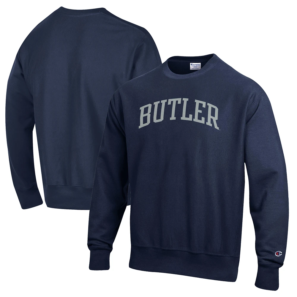 Men's Champion Navy Butler Bulldogs Reverse Weave Fleece Crewneck Sweatshirt