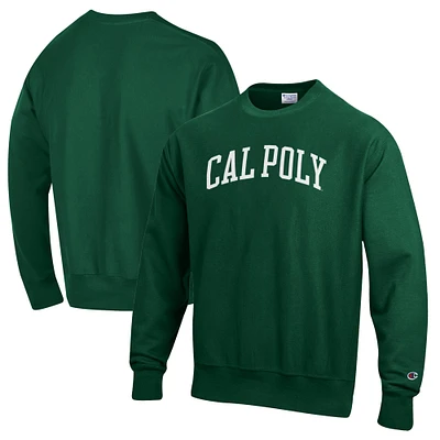 Men's Champion Green Cal Poly Mustangs Reverse Weave Fleece Crewneck Sweatshirt