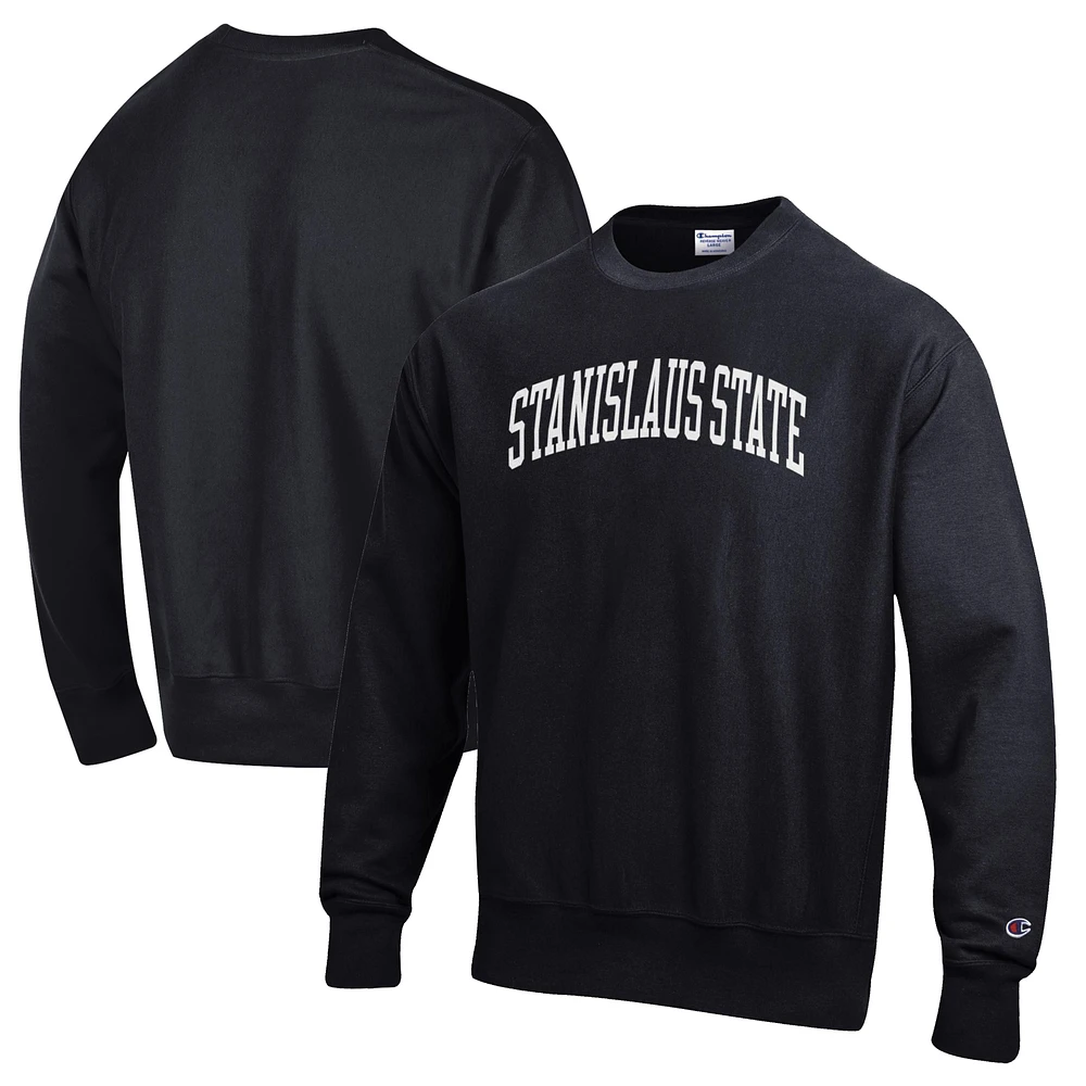 Men's Champion Black Cal State Stanislaus Warriors Reverse Weave Fleece Crewneck Sweatshirt